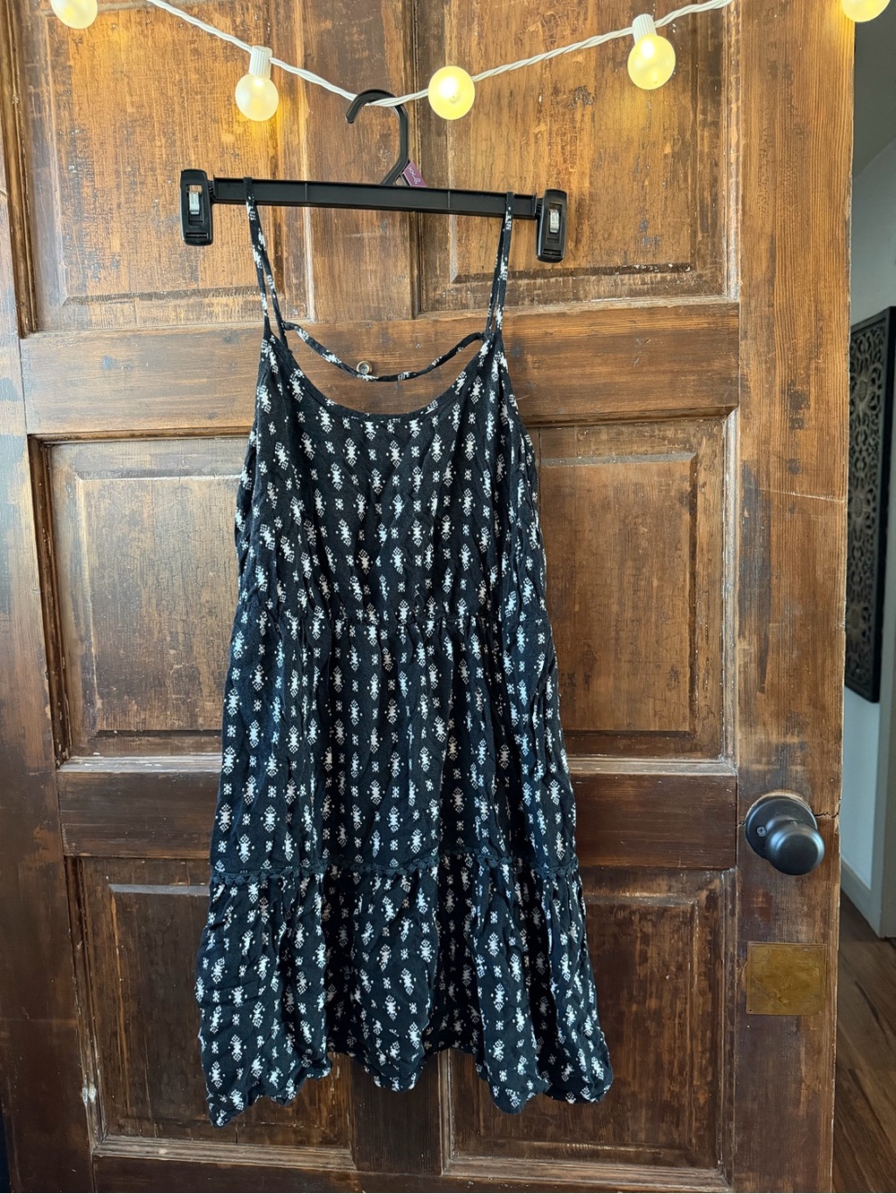 love, Fire Black Dress with White Floral Print